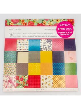 DCWV 12x12 Scrapbook Paper Pad 46/48 Sheets Floral Geometric Crafting Cardstock